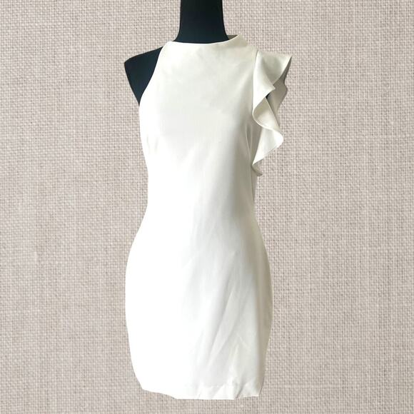 Black Halo Women's Pablo Mini Dress Ruffle White Size 6 NWT Bridal Party - Picture 2 of 11